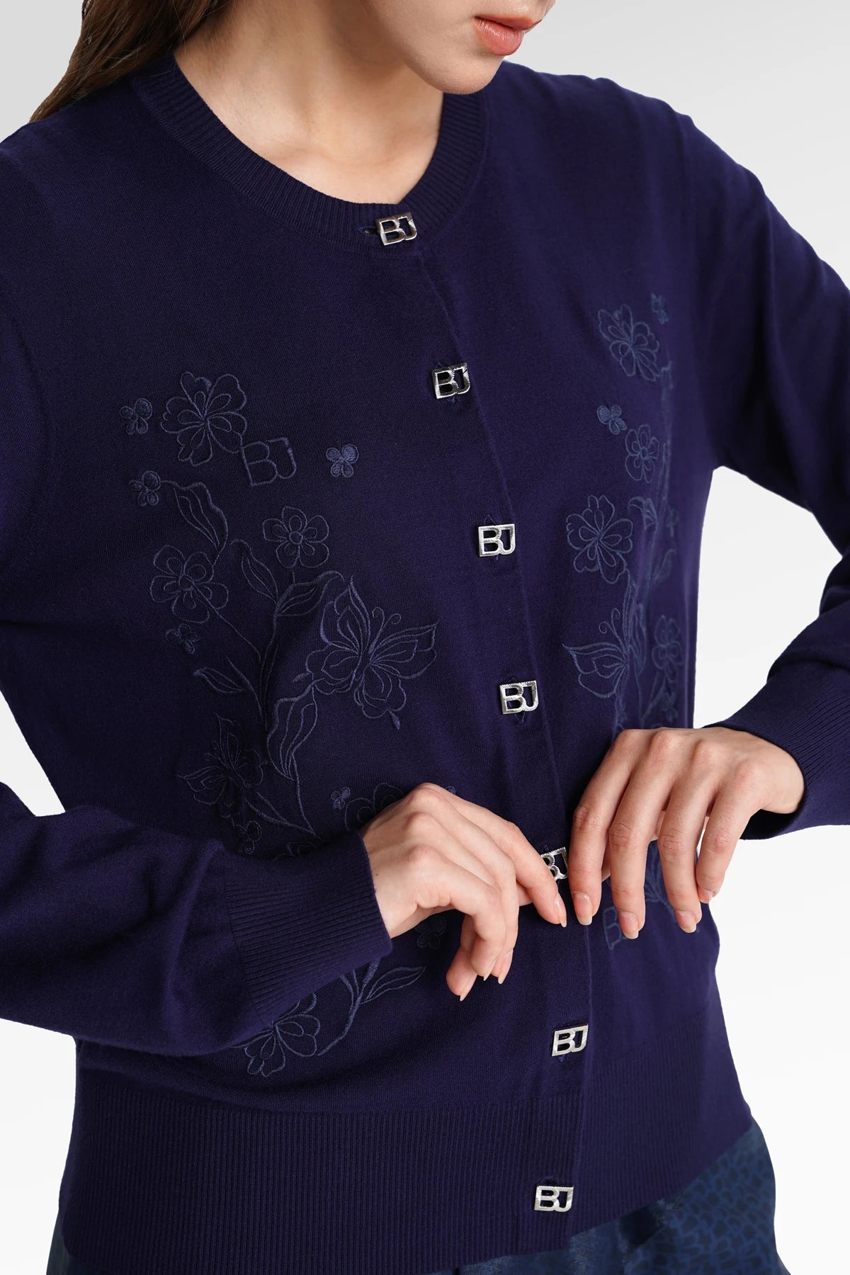 Metanoia Embroidery Cardigan - Blue Morpho