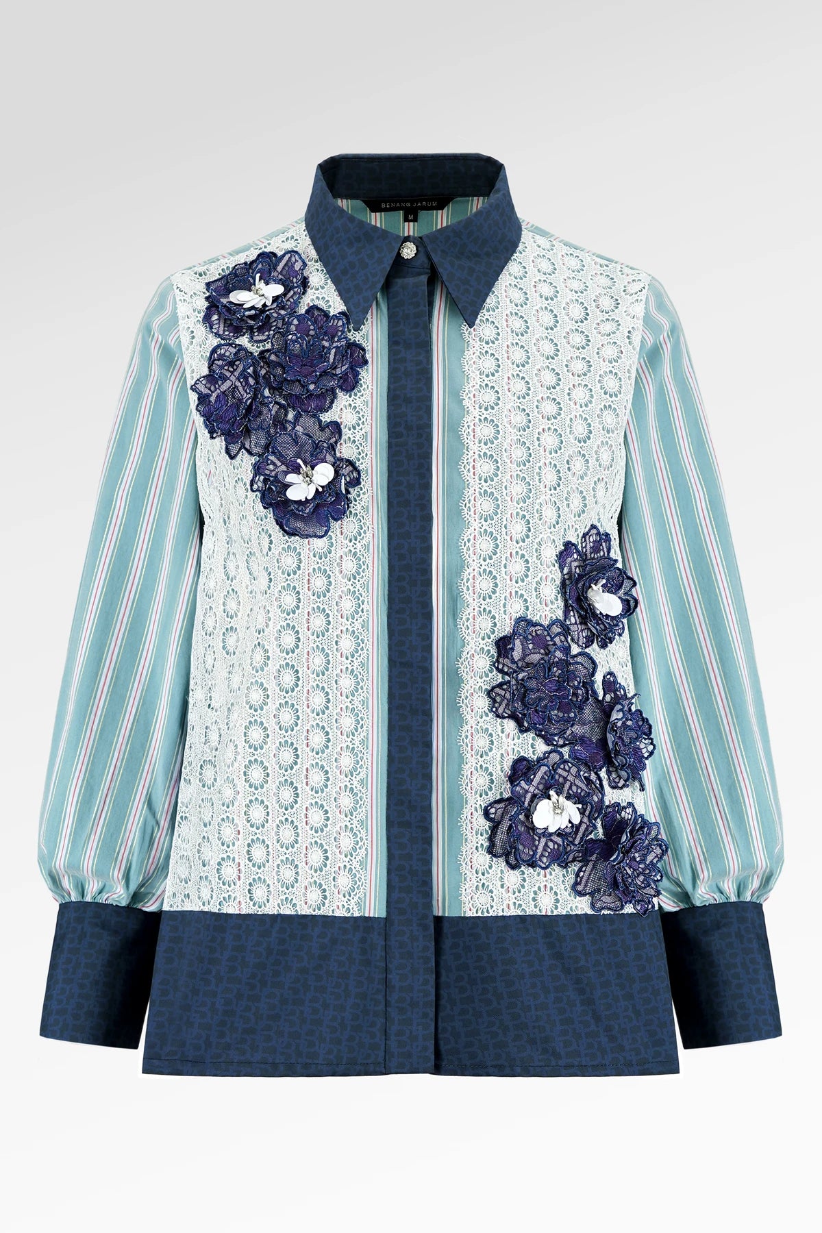 Metanoia Embroidery Lace Shirt - Blue Morpho