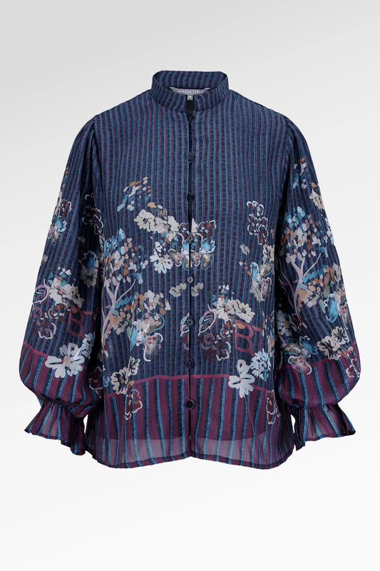 Metanoia Poet Sleeve Shirt - Blue Morpho