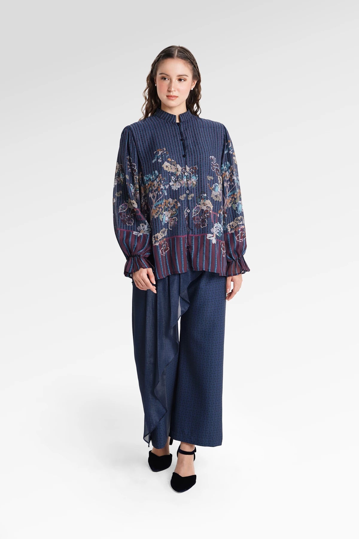 Metanoia Poet Sleeve Shirt - Blue Morpho