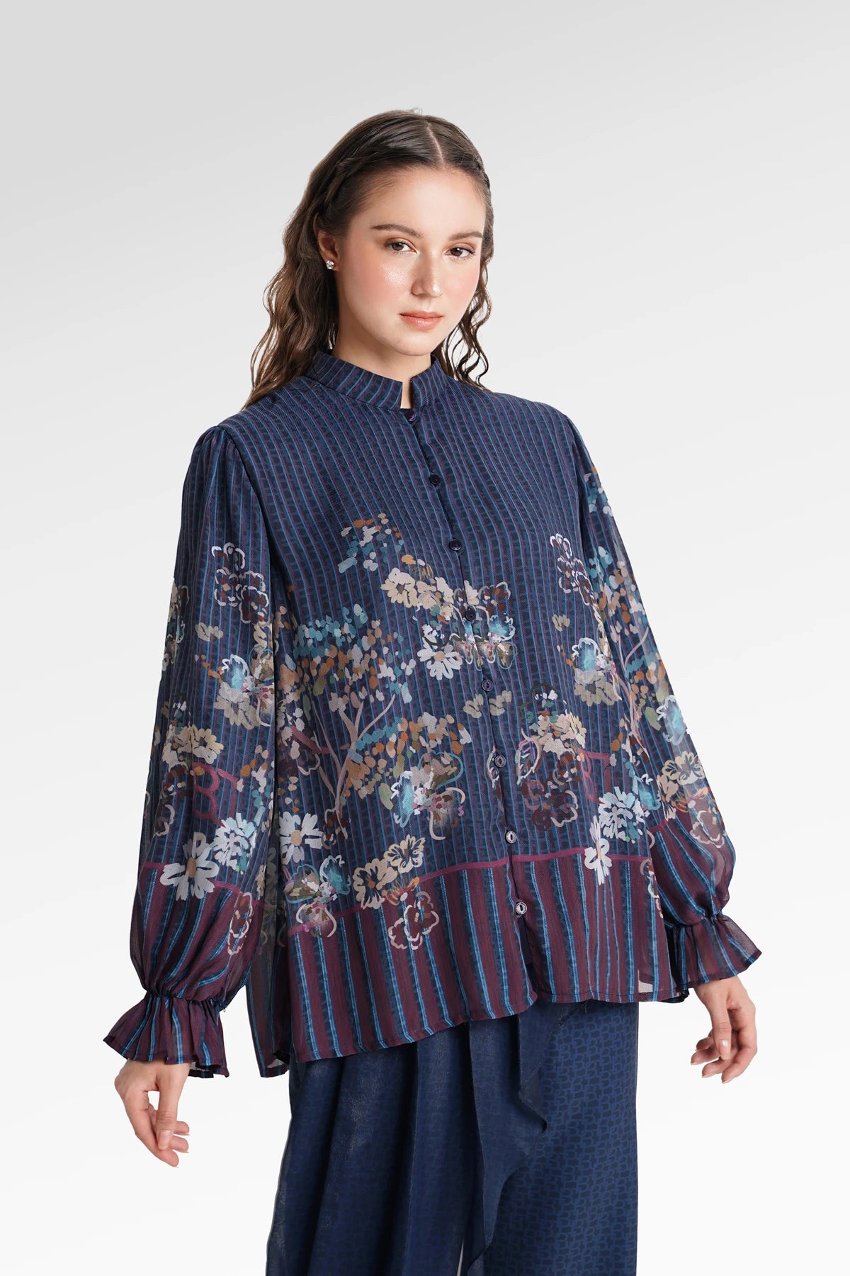 Metanoia Poet Sleeve Shirt - Blue Morpho