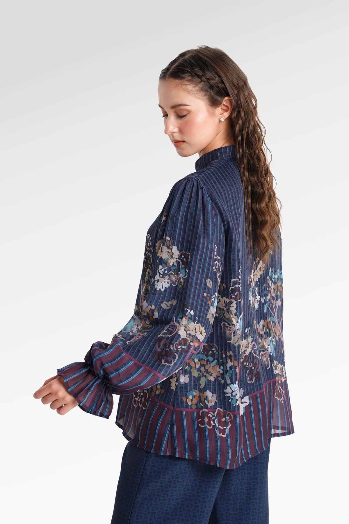 Metanoia Poet Sleeve Shirt - Blue Morpho