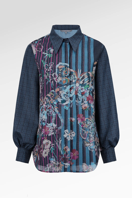 Metanoia Sheer Layered Shirt - Blue Morpho