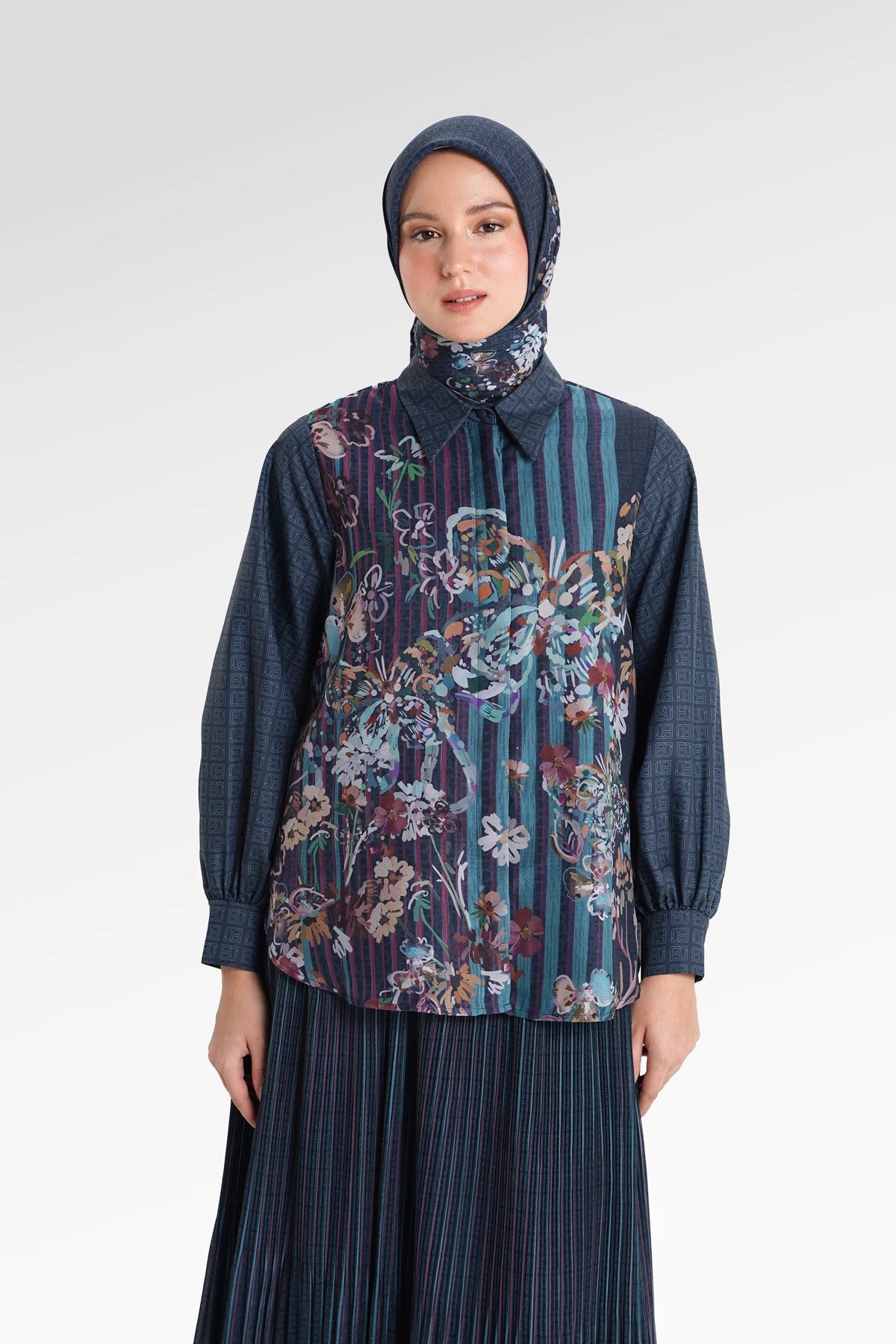 Metanoia Sheer Layered Shirt - Blue Morpho
