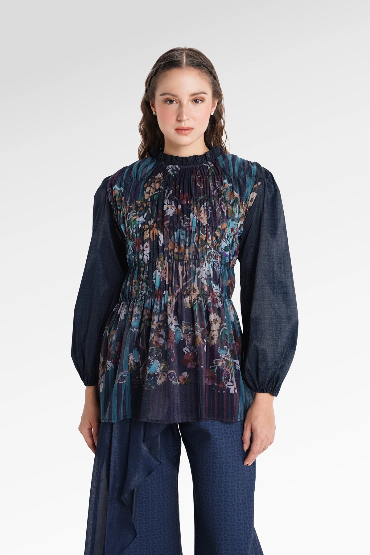 Metanoia Smock Blouse - Blue Morpho
