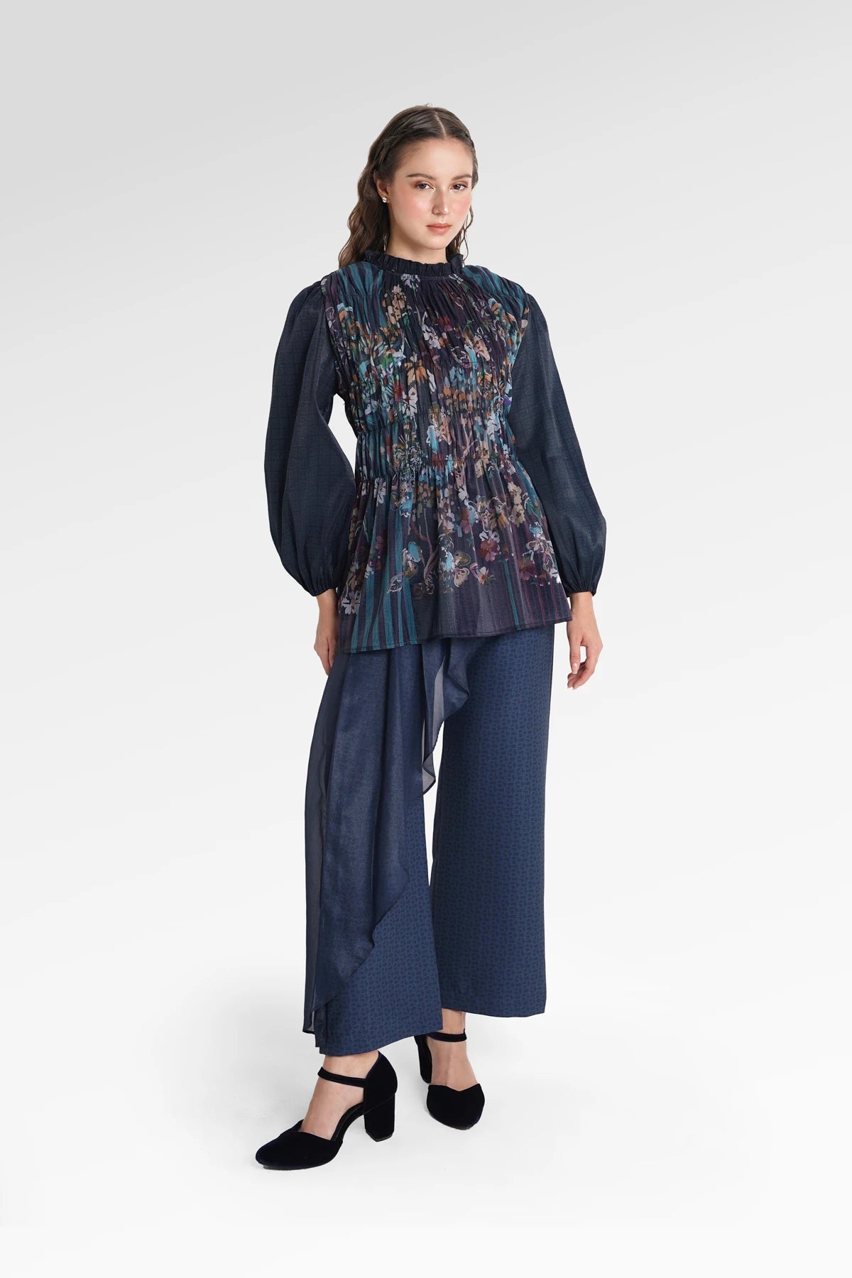 Metanoia Smock Blouse - Blue Morpho