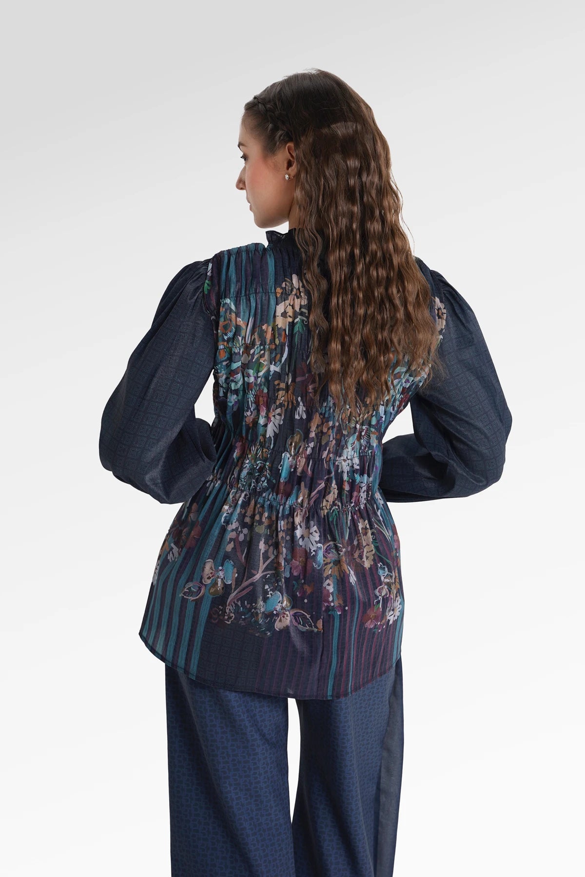 Metanoia Smock Blouse - Blue Morpho