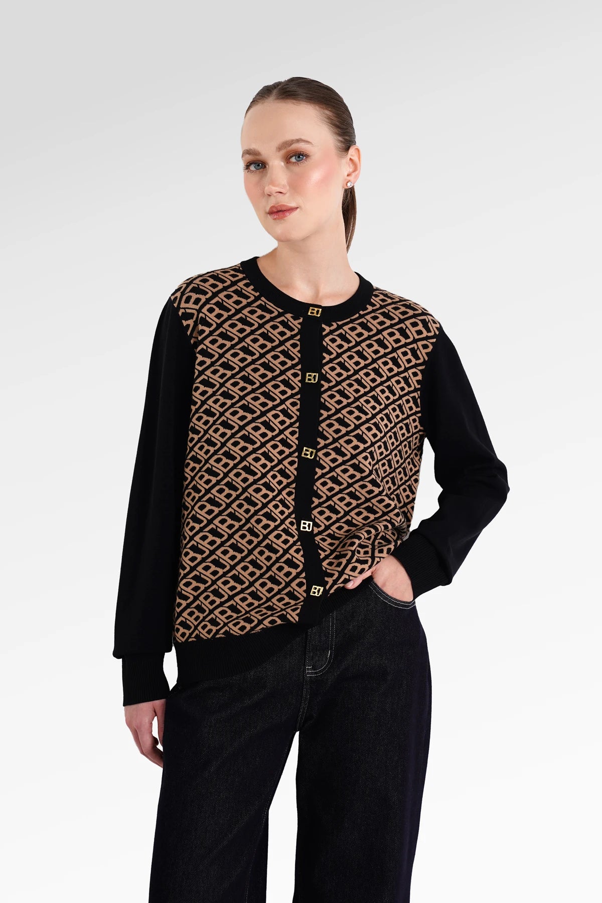 Mono Diagonal Cardigan - Black Choco