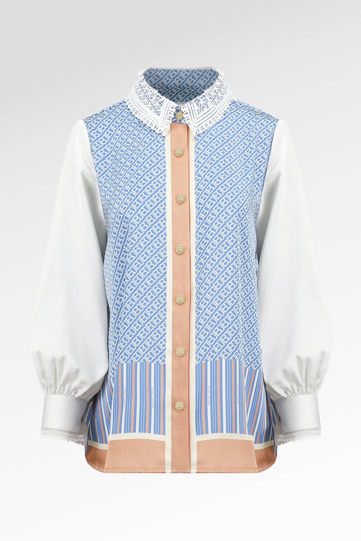 Mono Diagonal Collar Lace Shirt - Yuzu