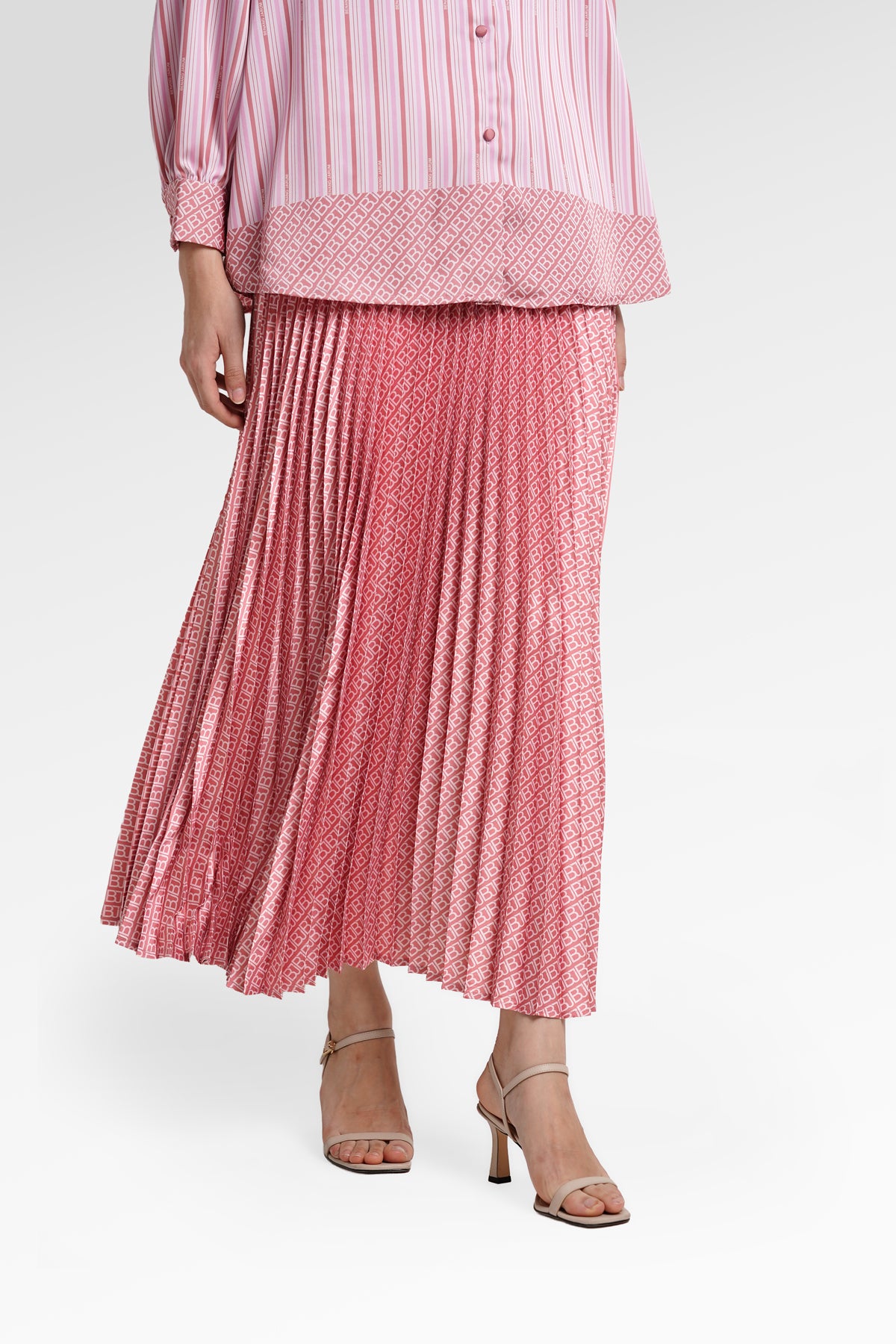 Mono Diagonal Pleated Skirt - Sorbet