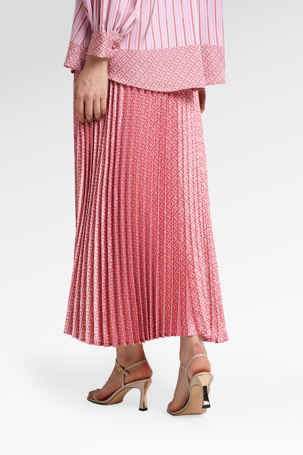 Mono Diagonal Pleated Skirt - Sorbet