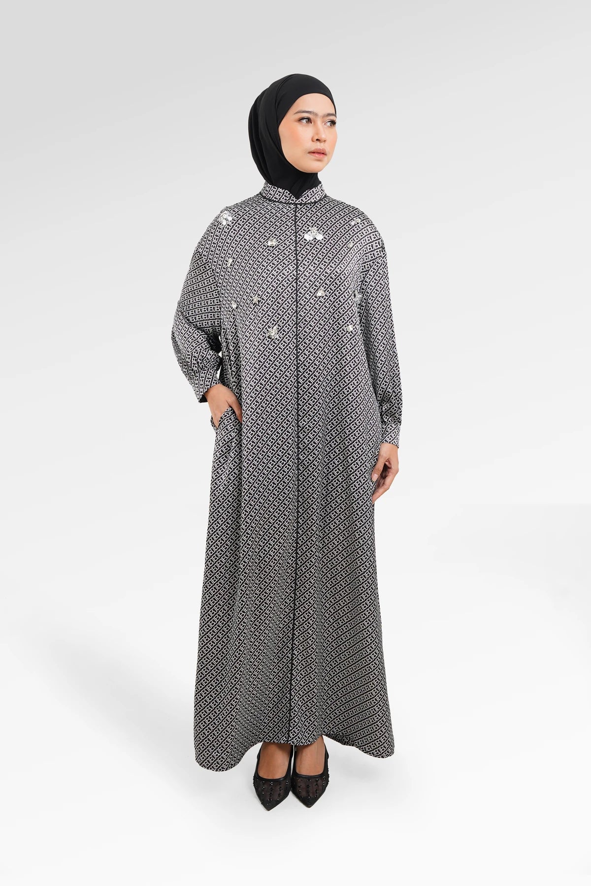 Monogram Diagonal Crystal Dress - Black and White
