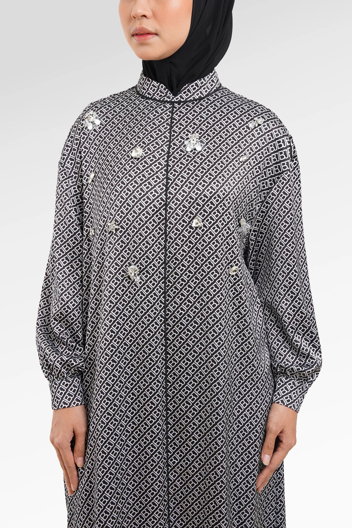 Monogram Diagonal Crystal Dress - Black and White