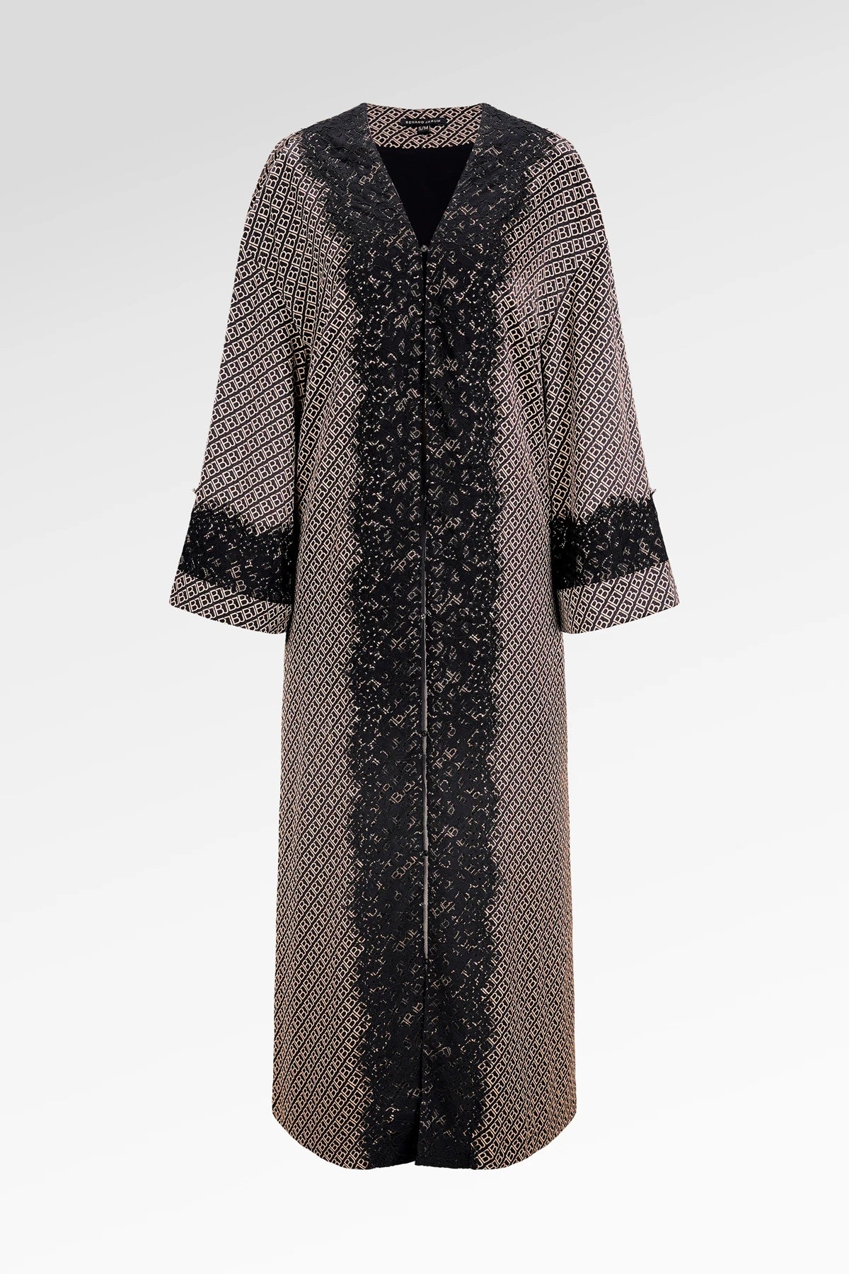 Monogram Diagonal Lace Abaya - Black Choco