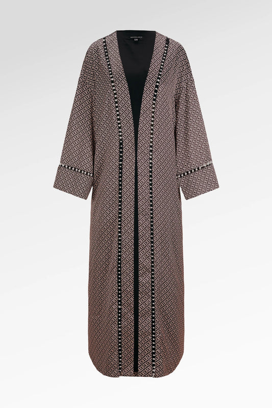 Monogram Diagonal Pearl Abaya - Black Choco
