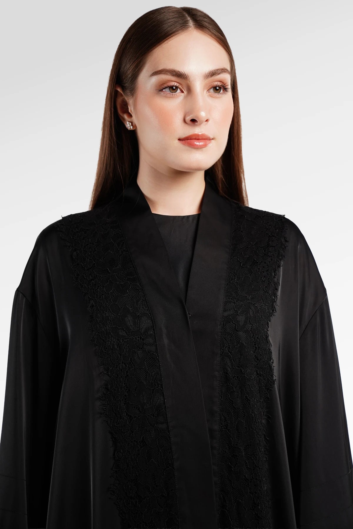 Monogram Diagonal Pleated Abaya - Black Choco