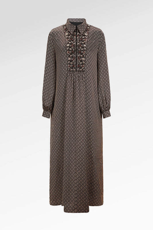 Monogram Diagonal Pleated Dress - Black Choco