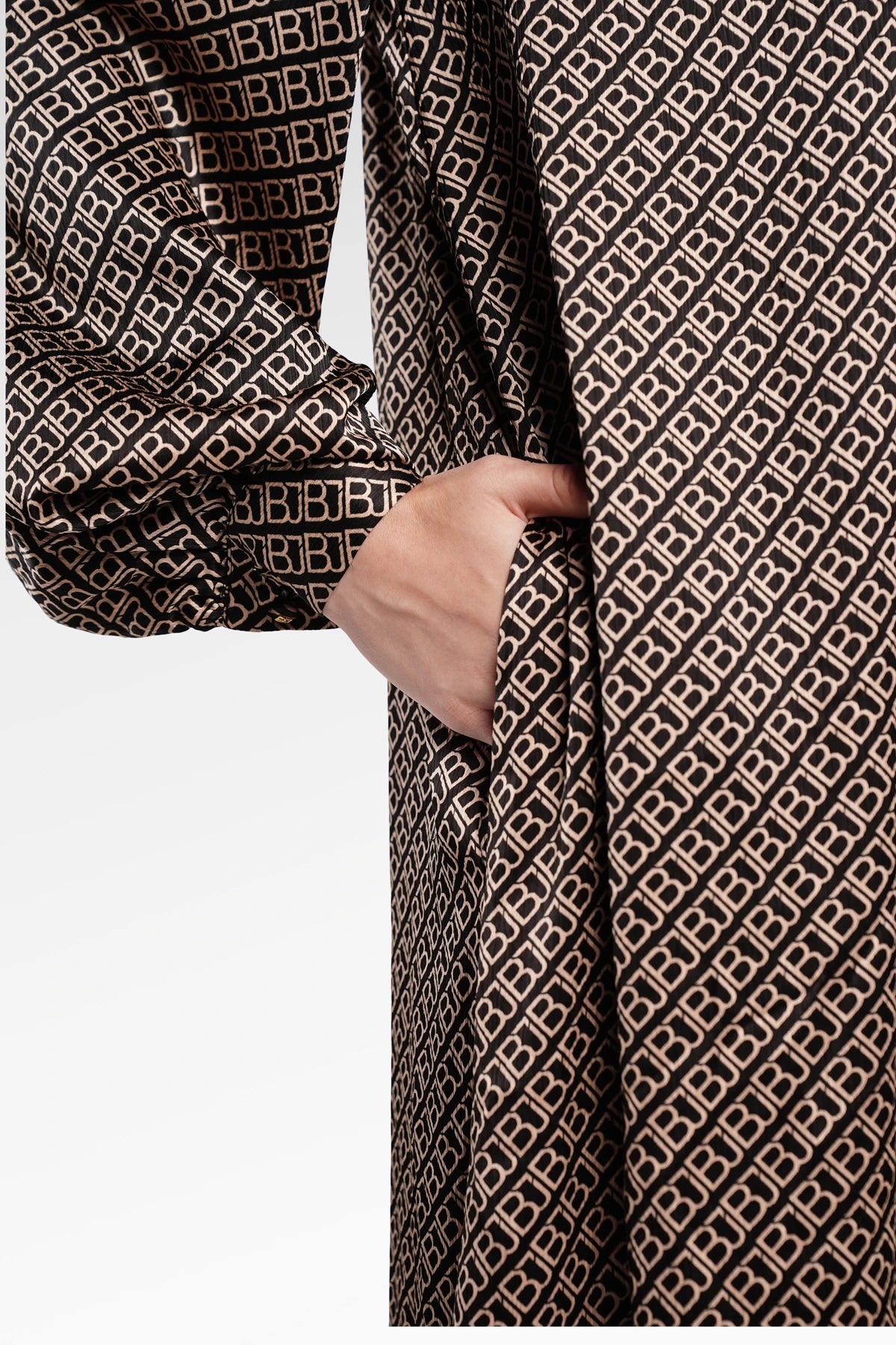 Monogram Diagonal Pleated Dress - Black Choco