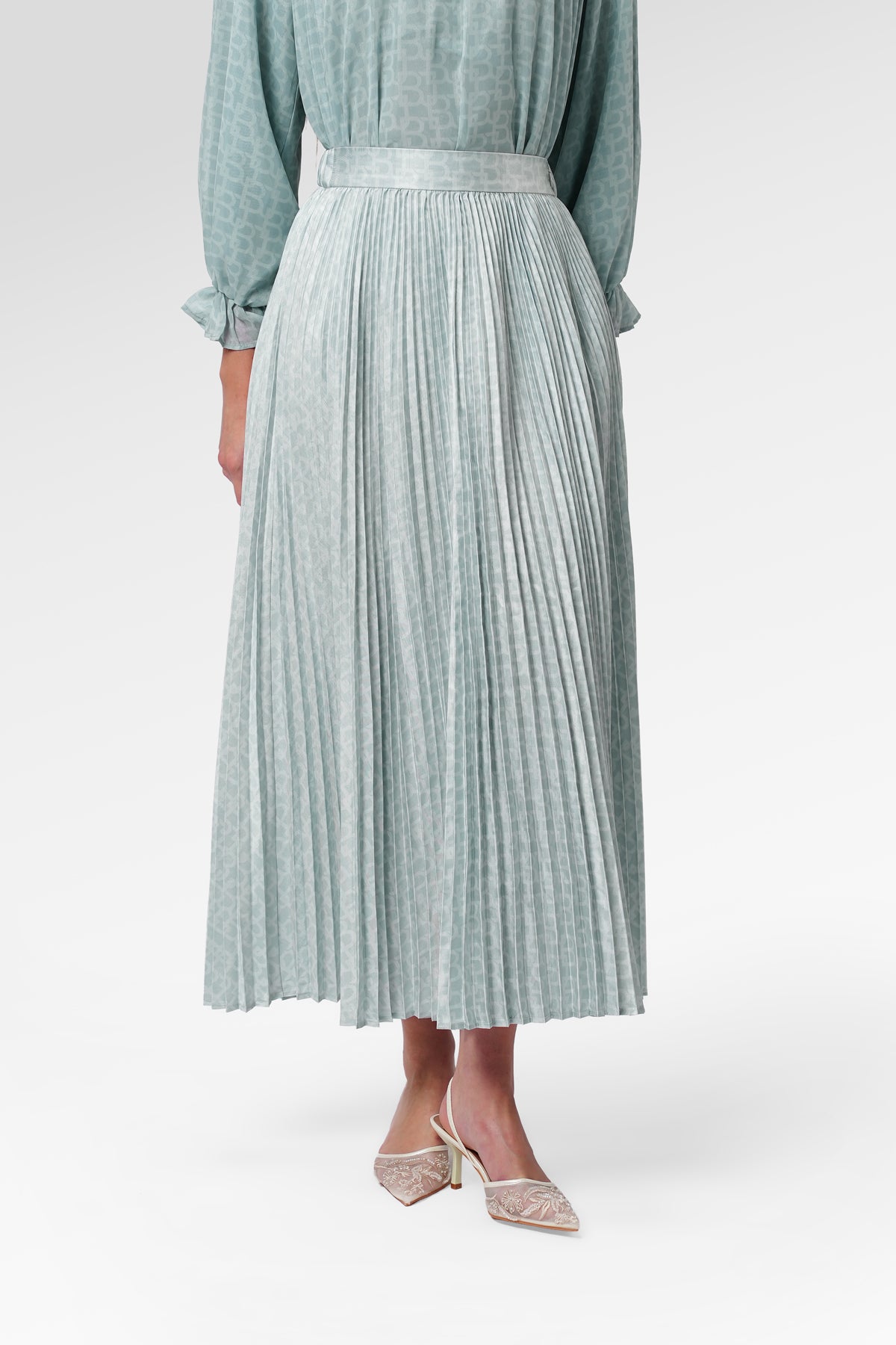 Monogram Pleated Skirt - Zellige