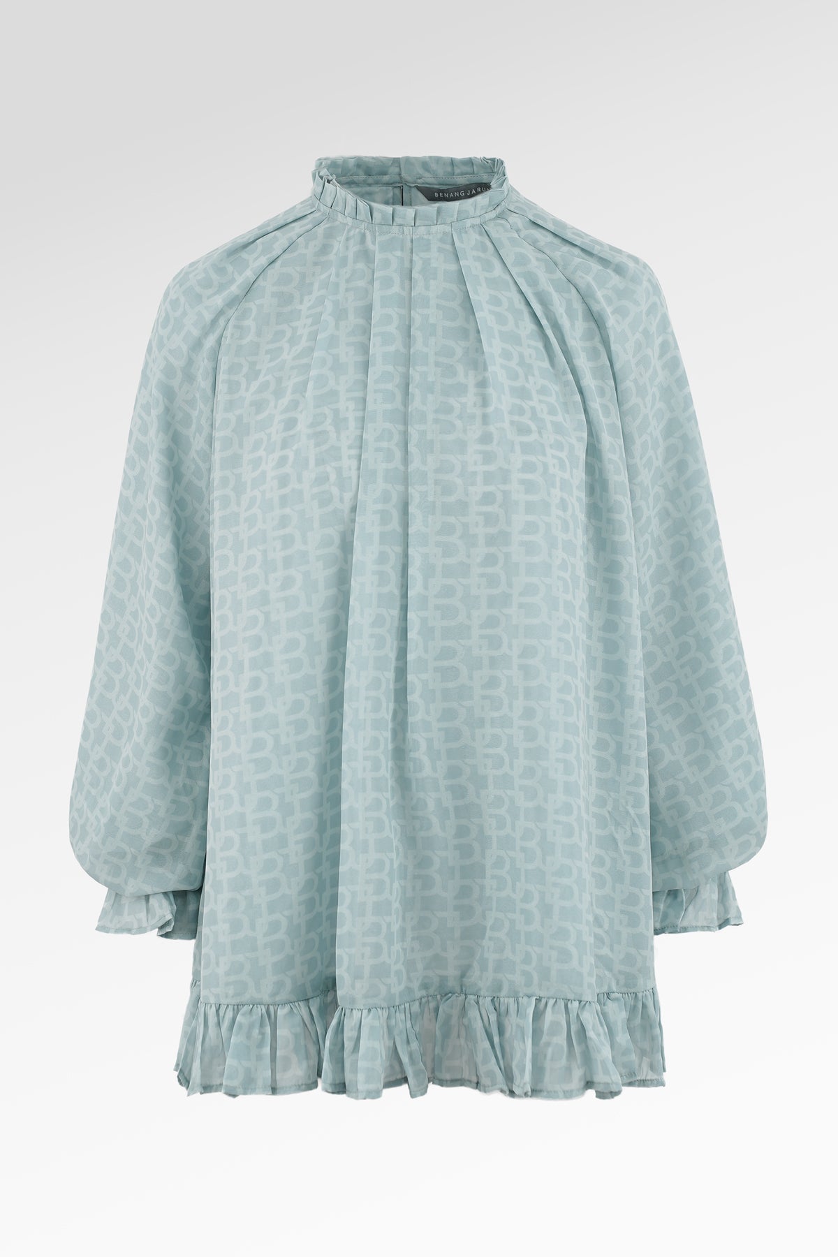 Monogram Ruffle Blouse - Zellige