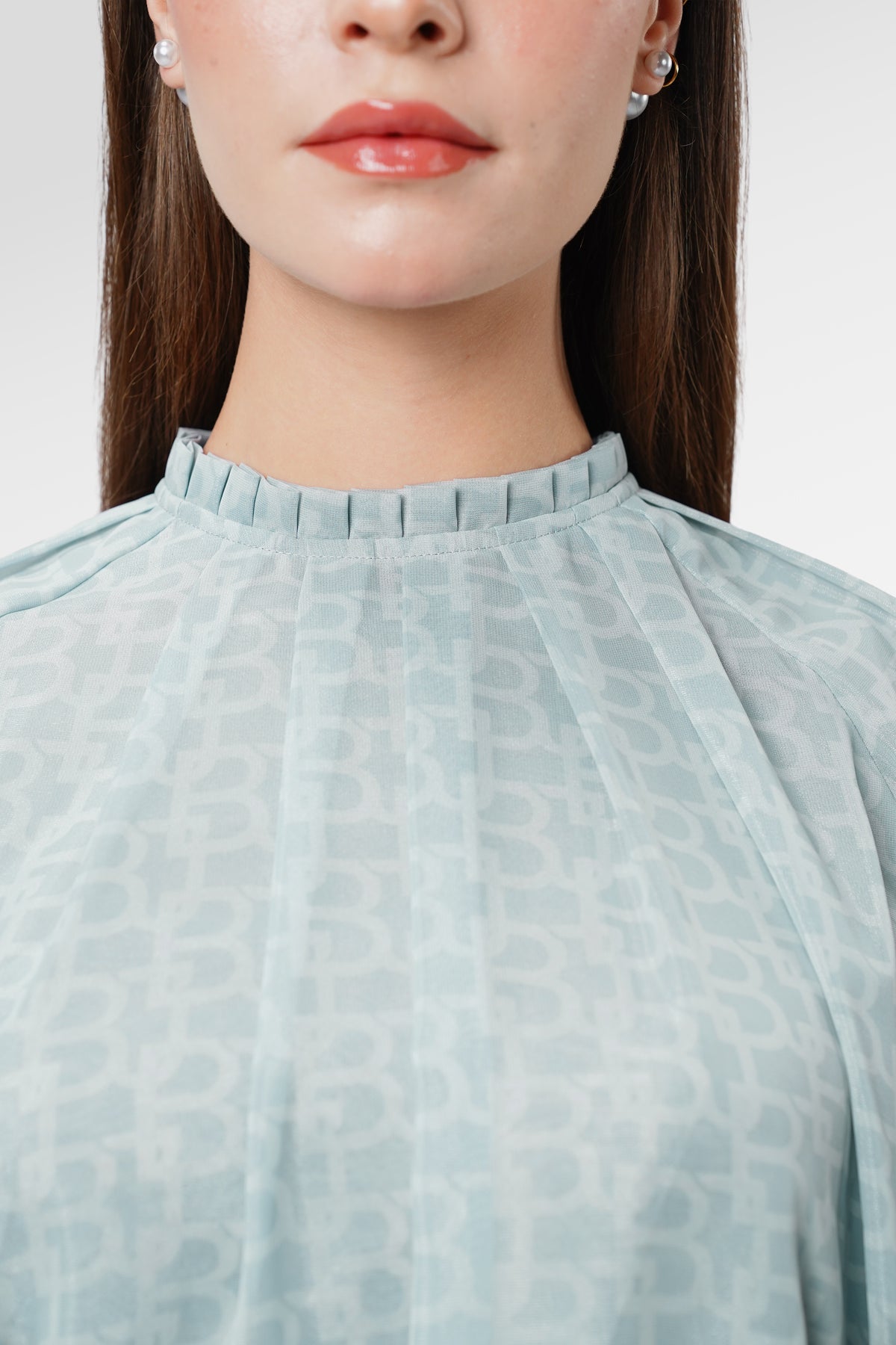 Monogram Ruffle Blouse - Zellige