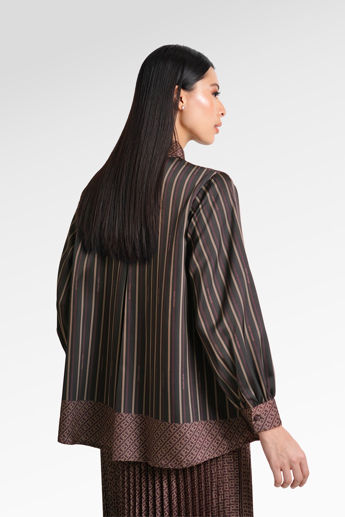 Mono Line Satin Shirt - Black Choco