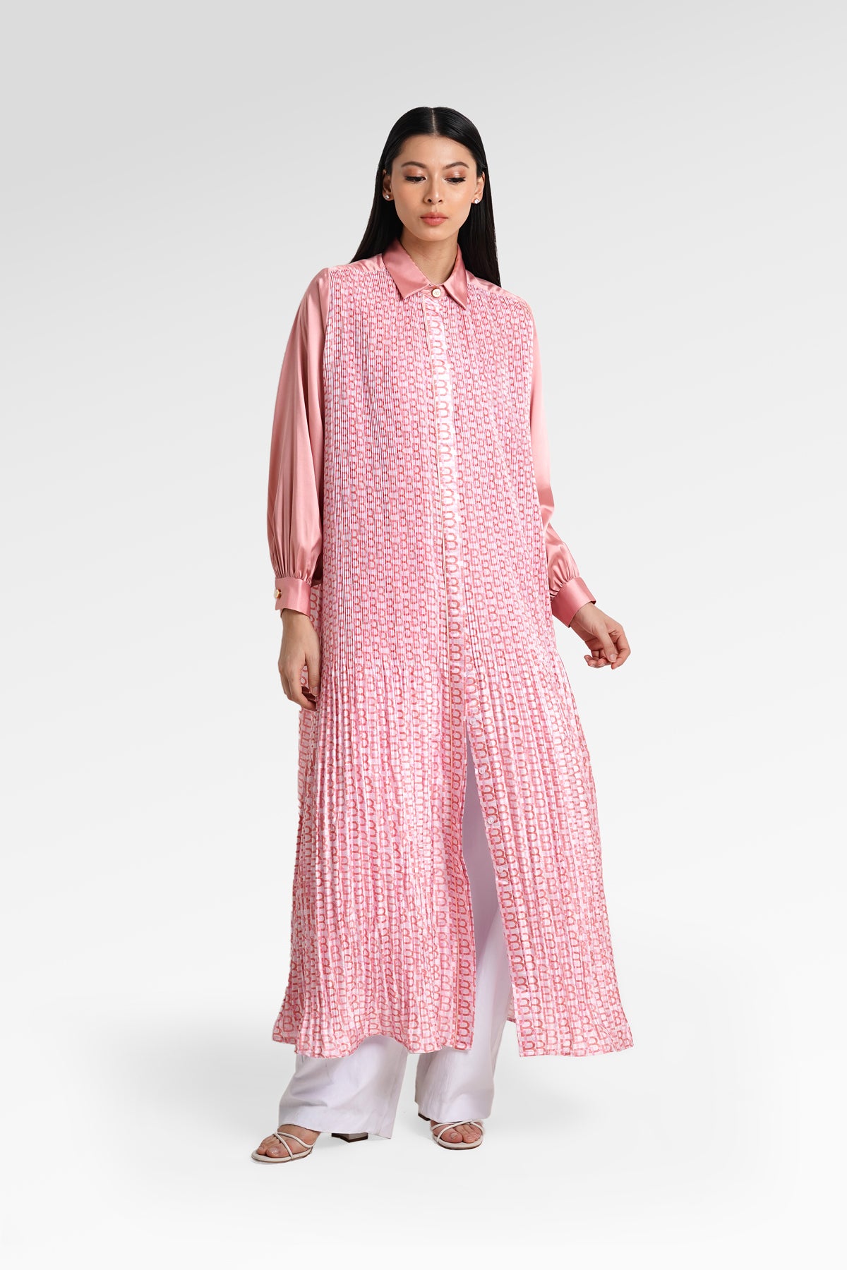 Mono Pleated Shirt Dress - Sorbet