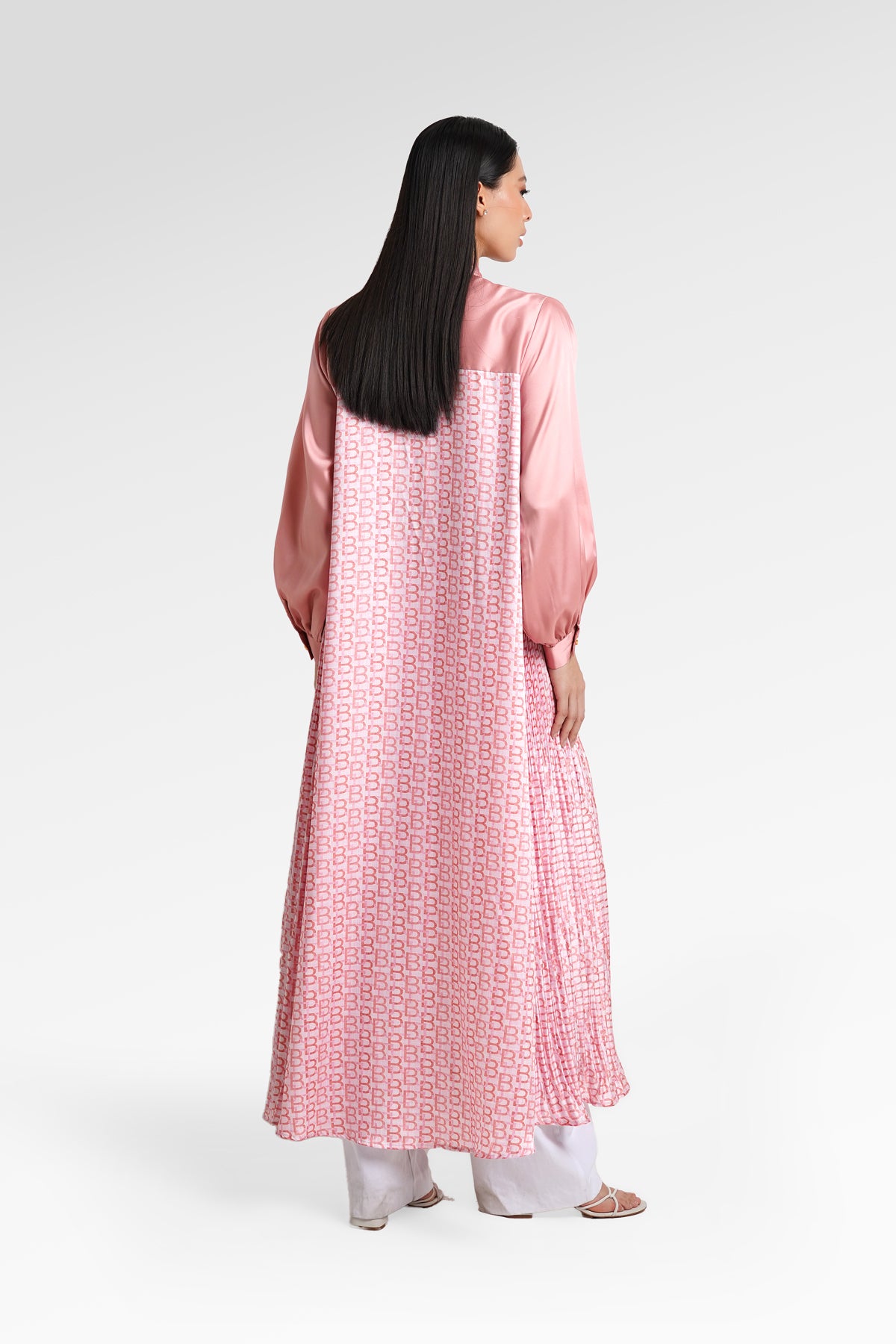 Mono Pleated Shirt Dress - Sorbet