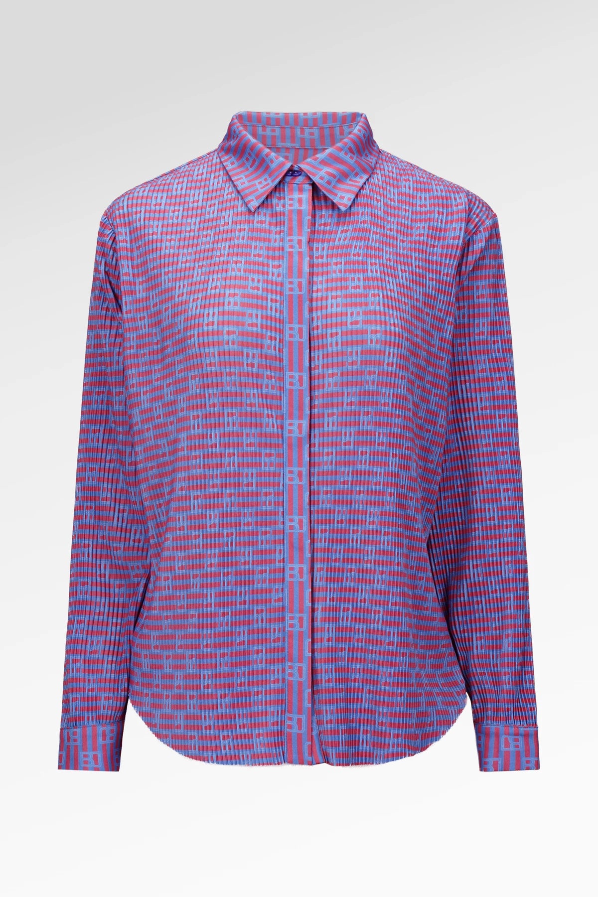 Mono Stripe Pleat Shirt - Riviera