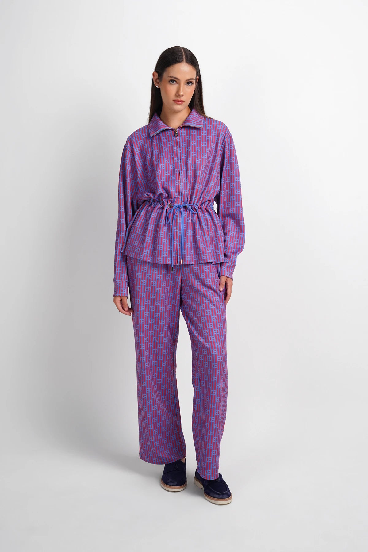 Mono Stripes Drawstring Jacket - Riviera