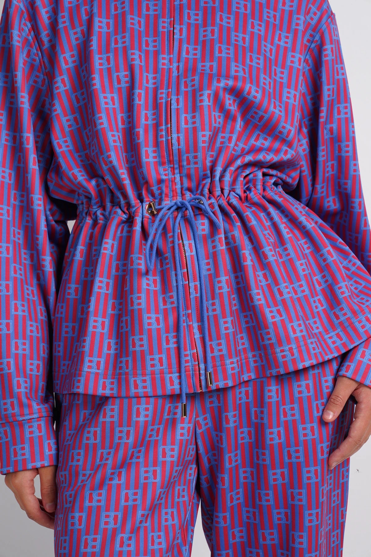 Mono Stripes Drawstring Jacket - Riviera