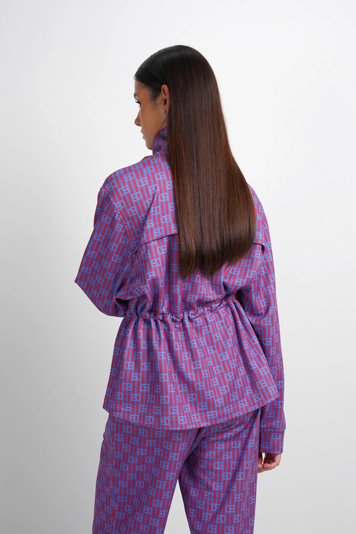 Mono Stripes Drawstring Jacket - Riviera