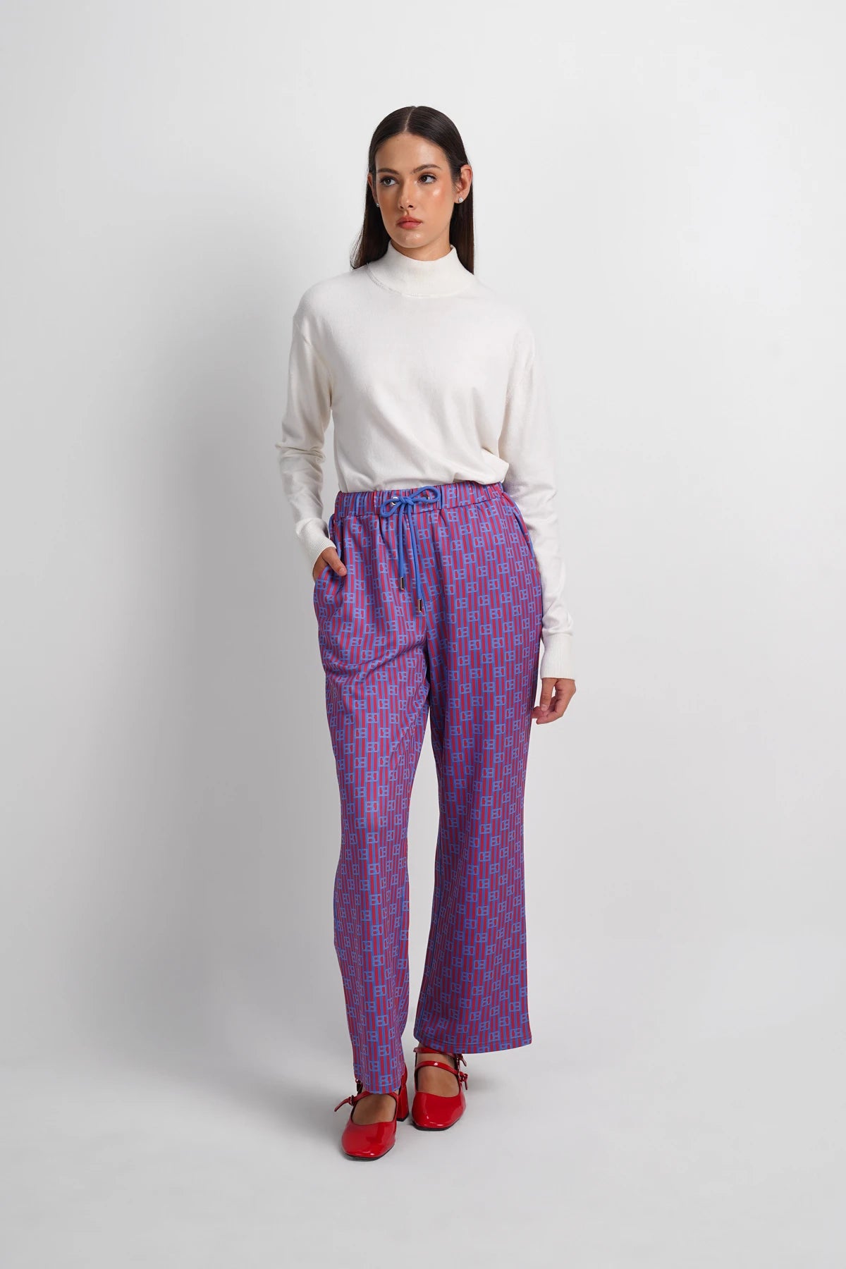Mono Stripes Drawstring Pants - Riviera