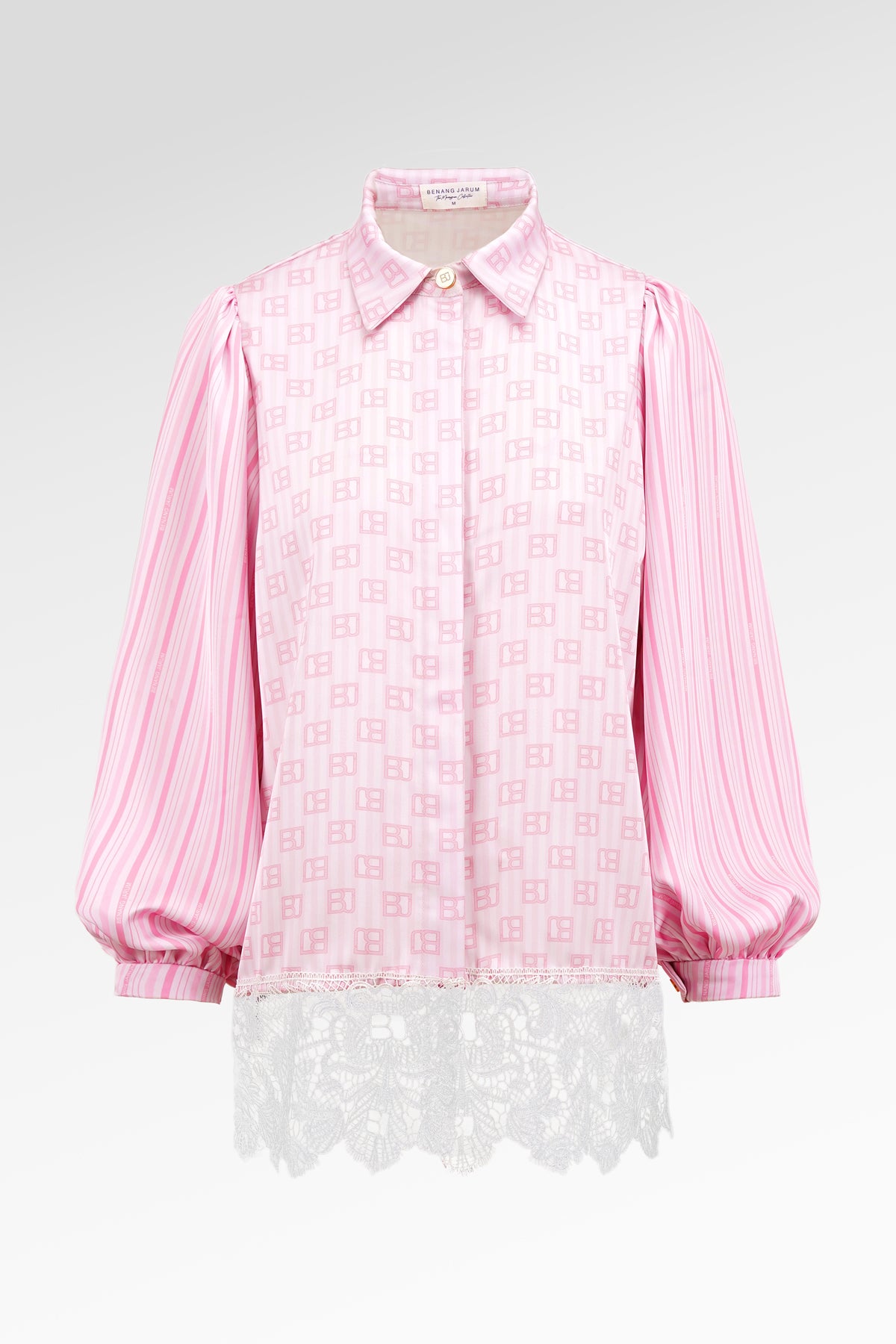 Mono Stripes Lace Shirt - Sorbet