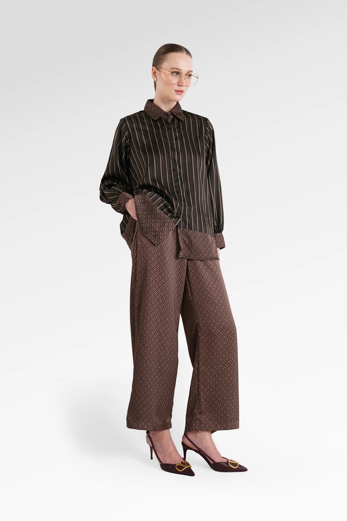 Mono Diagonal Pants - Berry