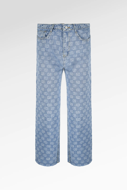 Mono Stripes Denim Pants - Timeless Blue