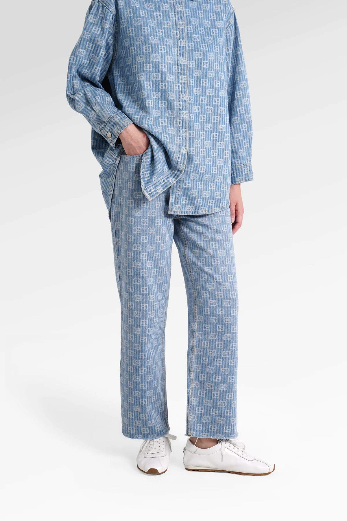 Mono Stripes Denim Pants - Timeless Blue