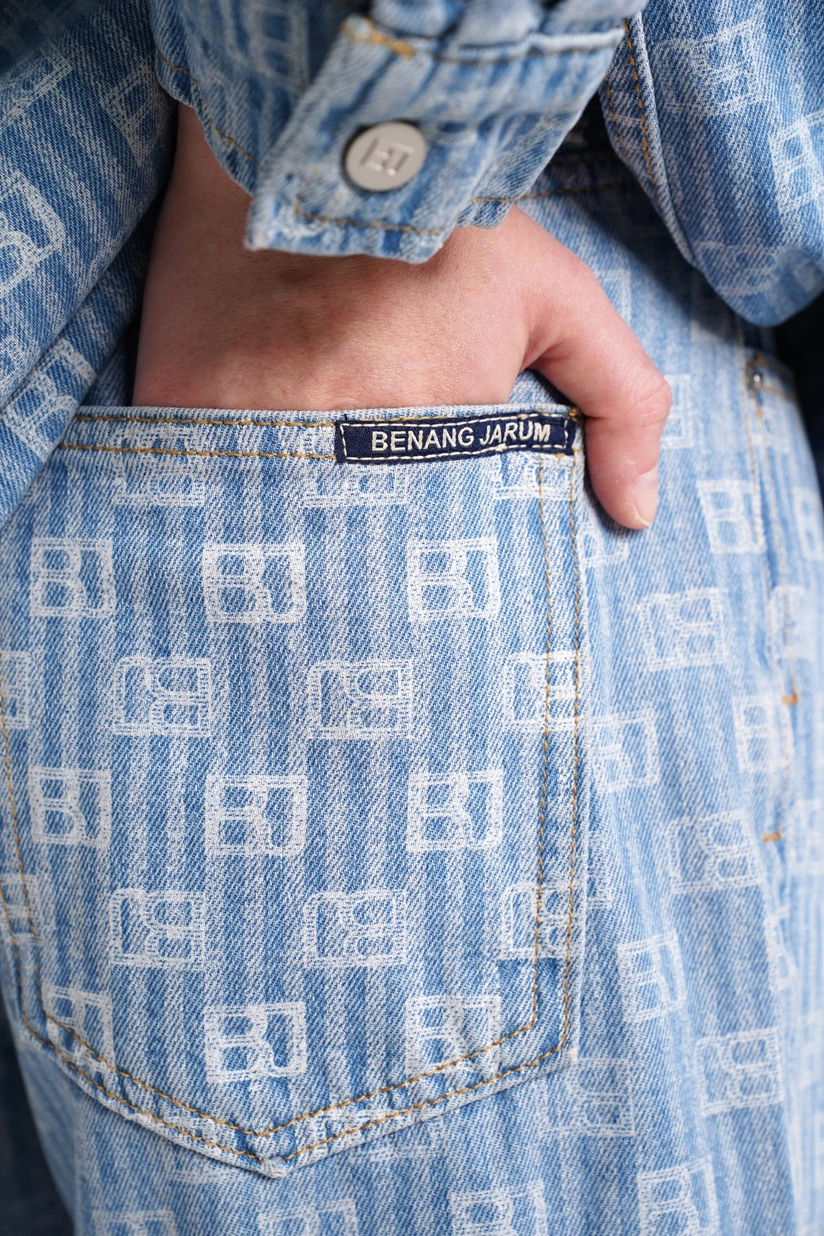 Mono Stripes Denim Pants - Timeless Blue