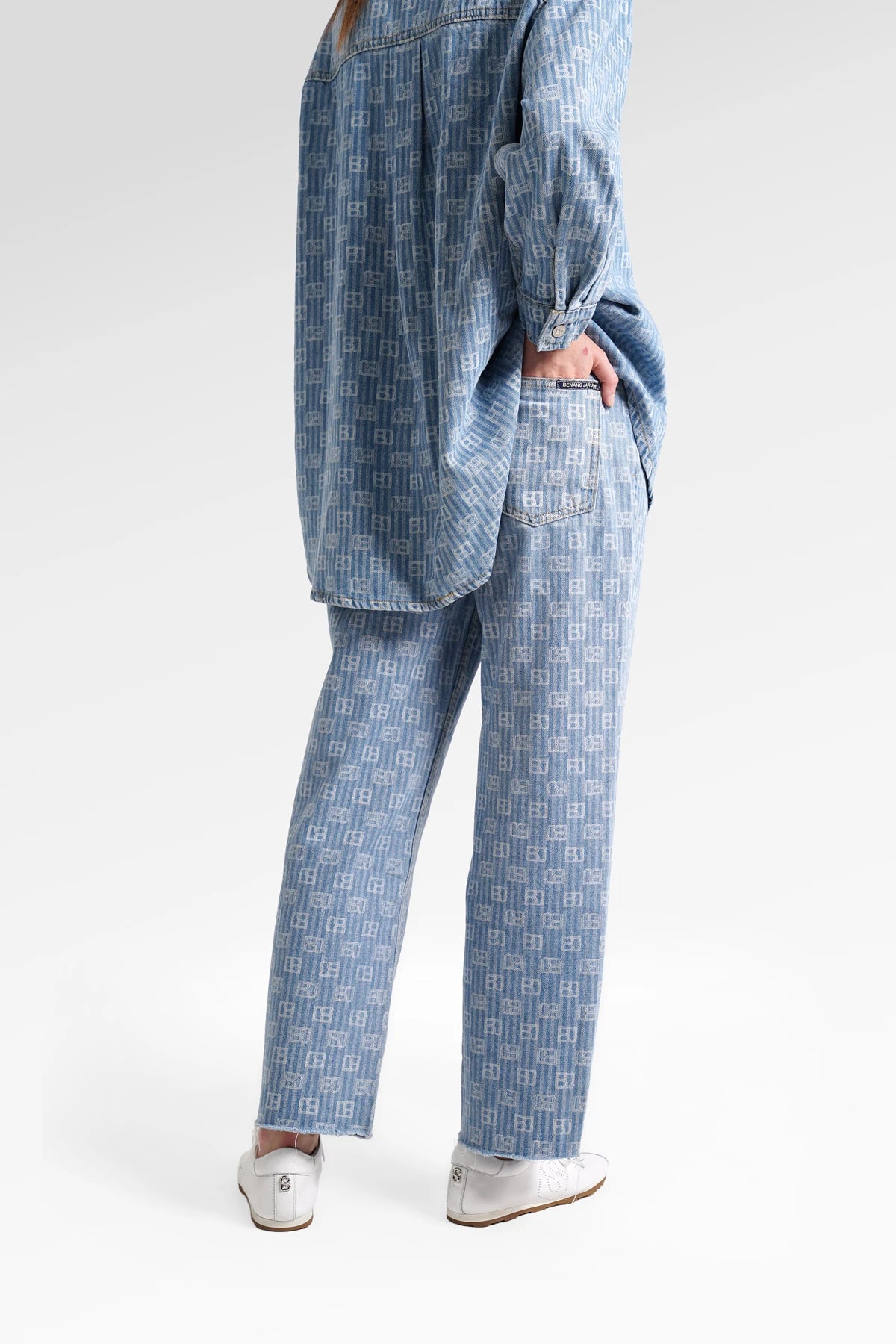 Mono Stripes Denim Pants - Timeless Blue