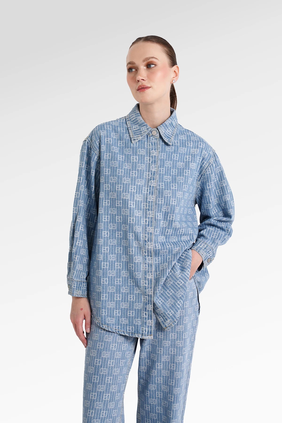 Mono Stripes Denim Shirt - Timeless Blue