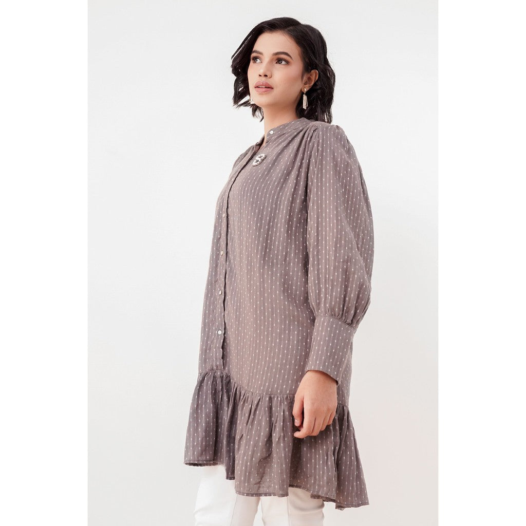 Malinda Ruffle Shirt - Grey