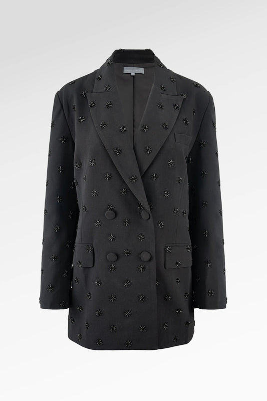 Margot Beaded Blazer - Black