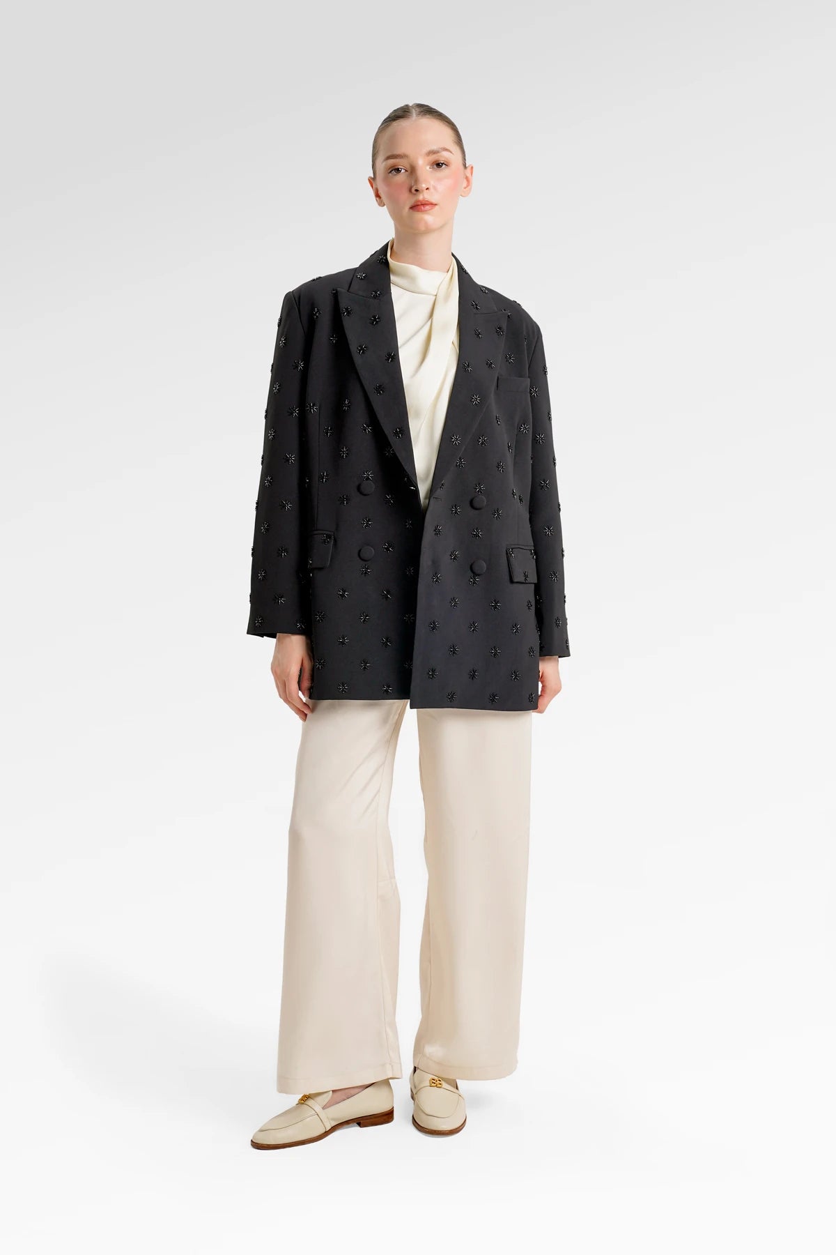 Margot Beaded Blazer - Black