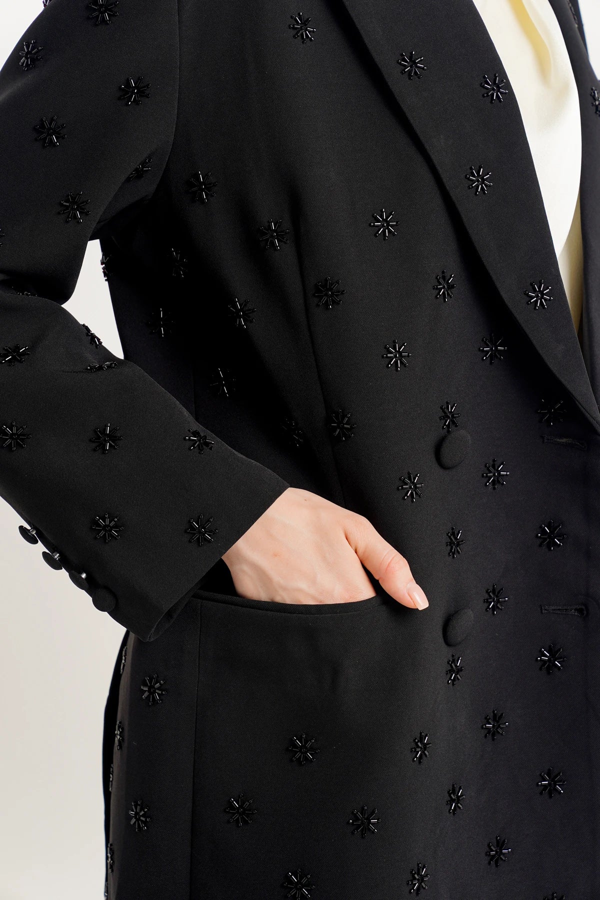 Margot Beaded Blazer - Black