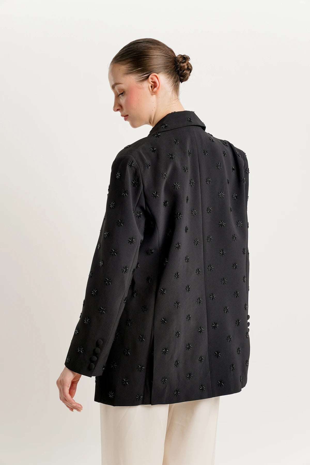 Margot Beaded Blazer - Black
