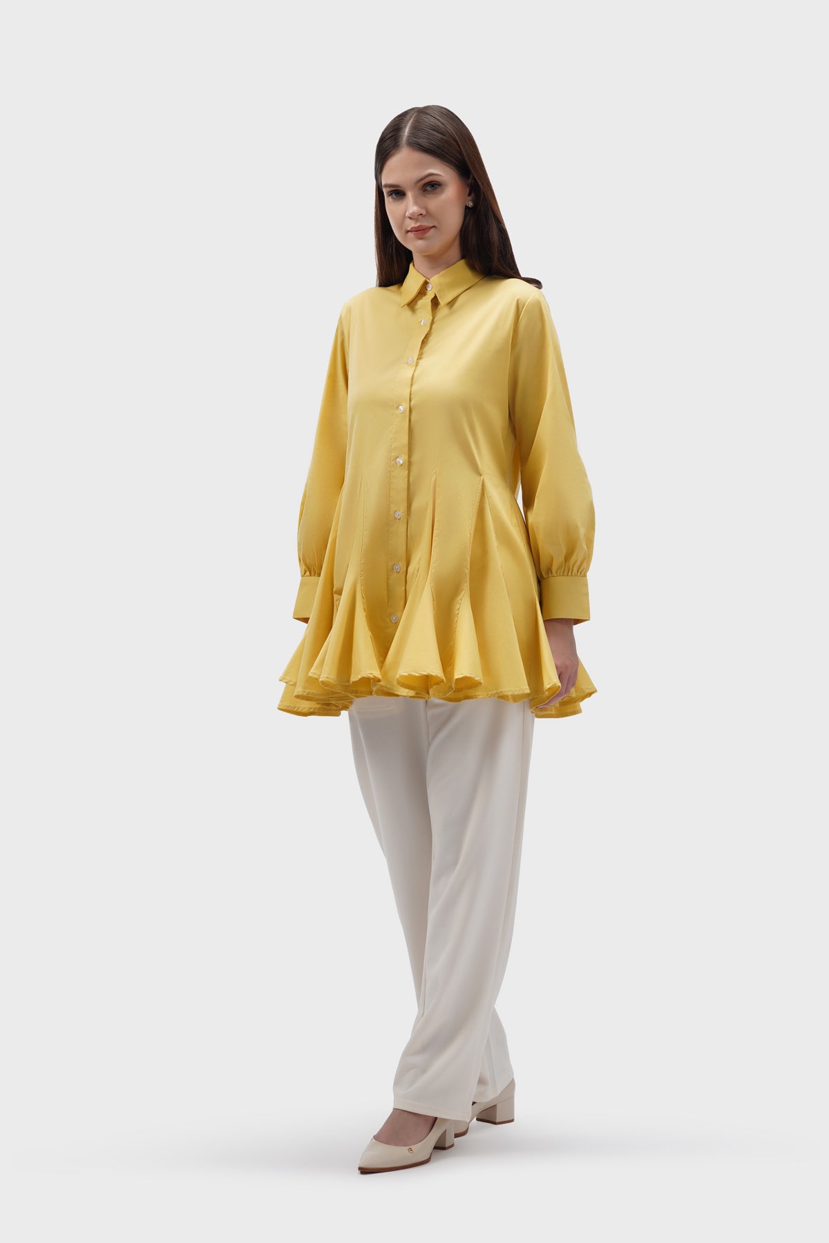 Mary Ruffle Shirt - Yellow