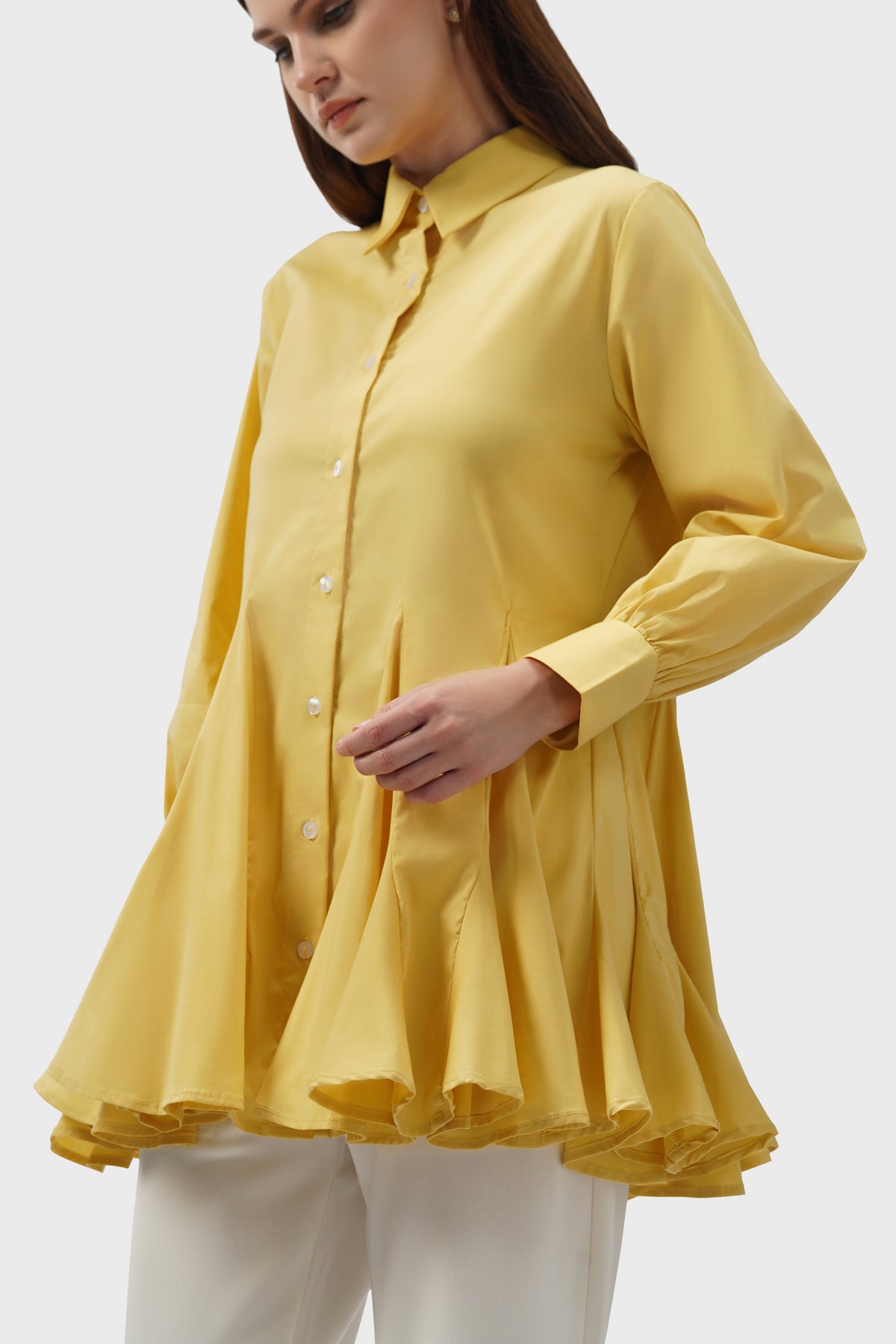 Mary Ruffle Shirt - Yellow