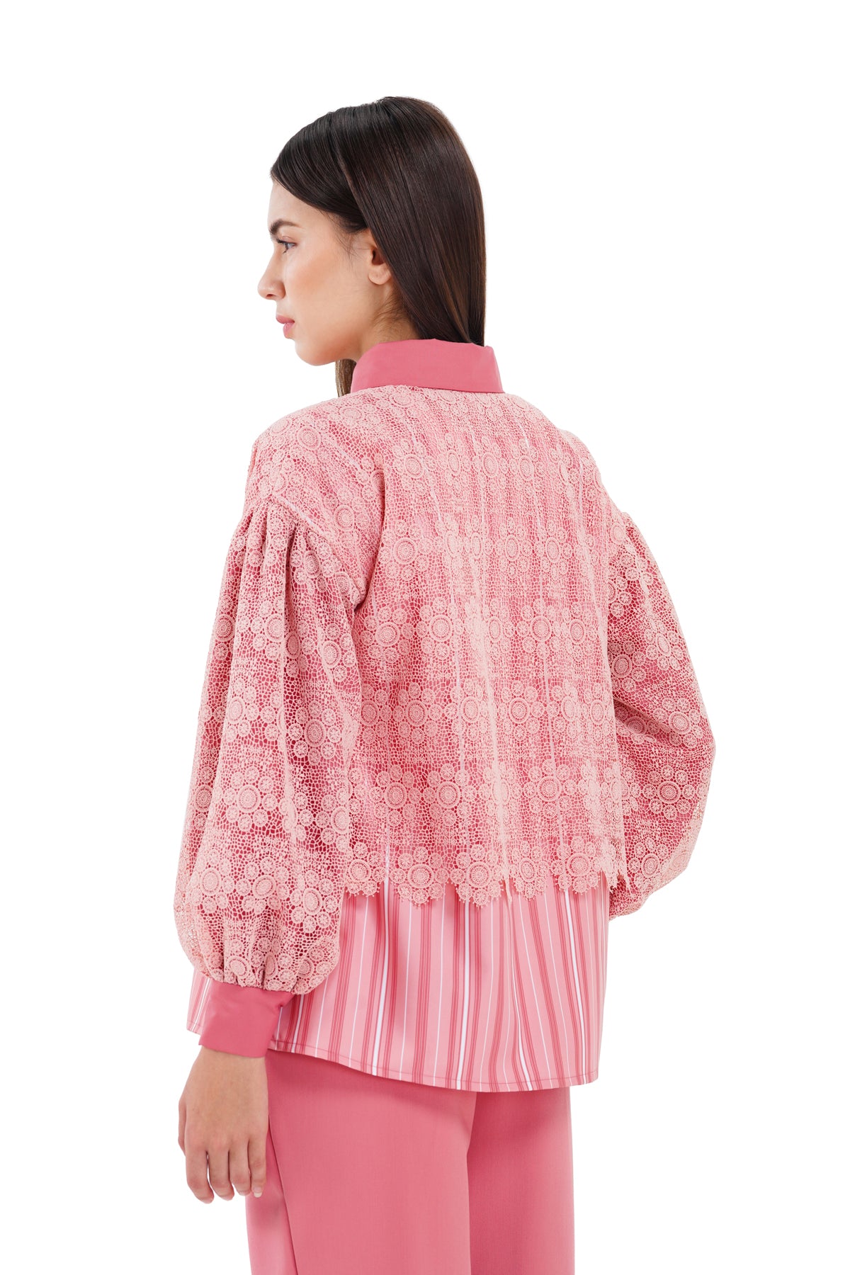 Mirelle Lace Shirt - Coral Pink