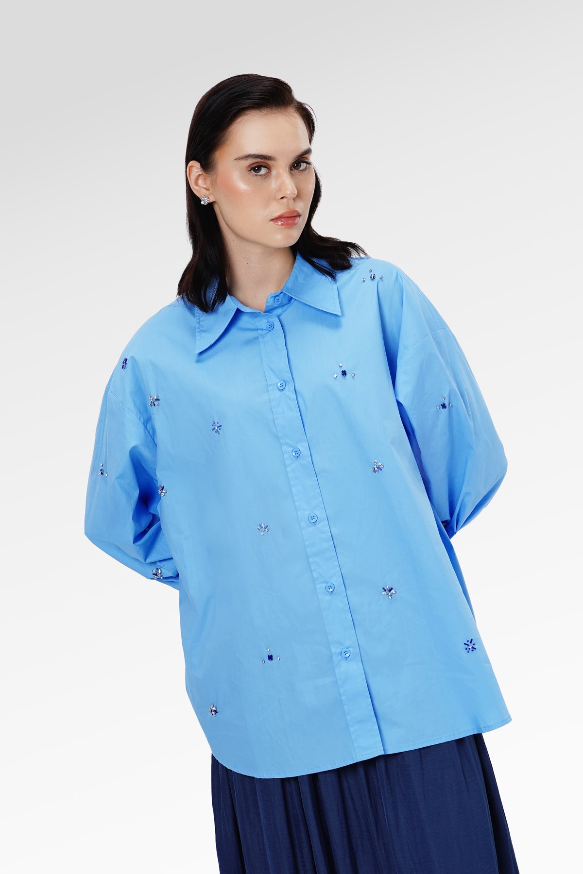 Mireya Beads Shirt - Blue