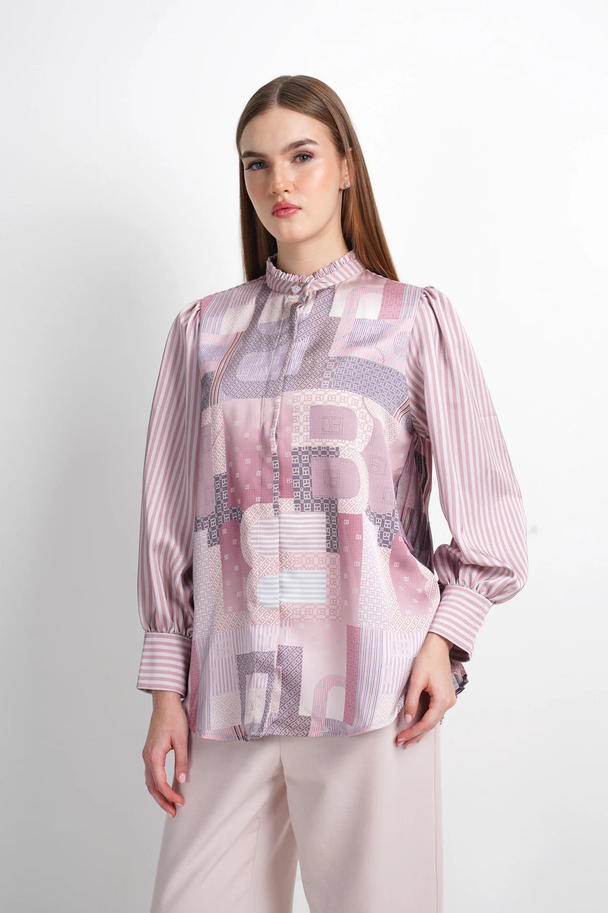 Mono Multilogo Back Pleated Shirt - Riviera